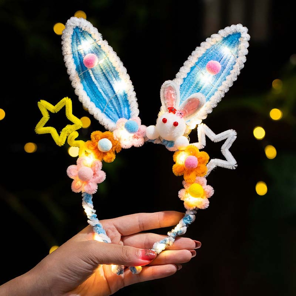 Easy Cosplay Prop - Handgemaakte konijnenhoofdband, lichtgevende gedraaide stok, konijnenhaarhoepel,