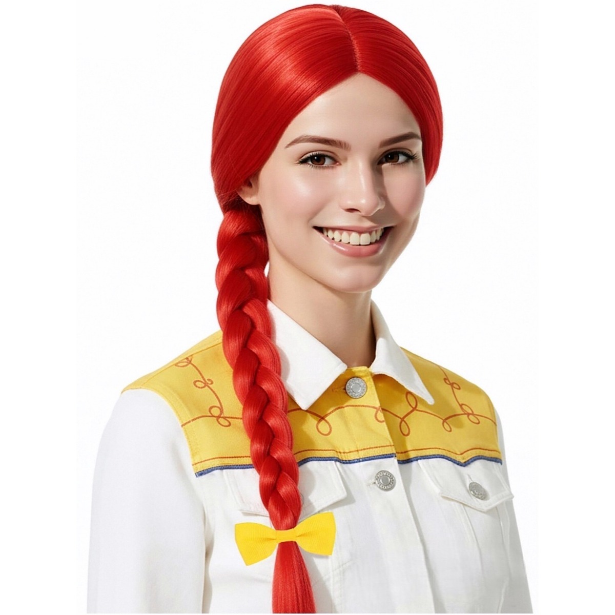 Cosplay Prop Bow - Helderrood 61 cm lange rechte pruik
